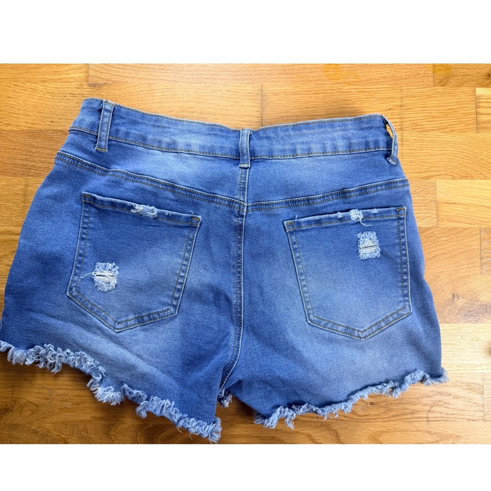 Blue Denim Cutoff Shorts Distressed Frayed Hem Medium Wash 26 Waist - Picture 4 of 7